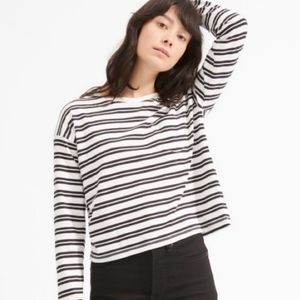 Everlane Black and White Striped Long Sleeve Tee